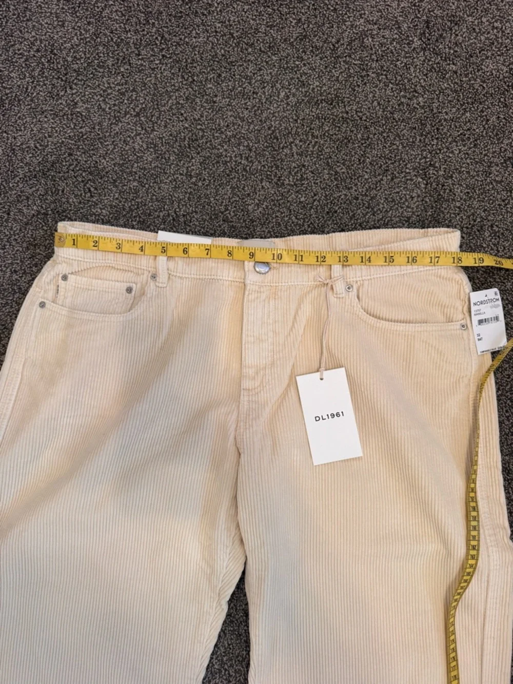 DL1961 Woman’s Cream Corduroy Pants Drue Straight Sz 32 - about US12/14 NWTS - Picture 7 of 10